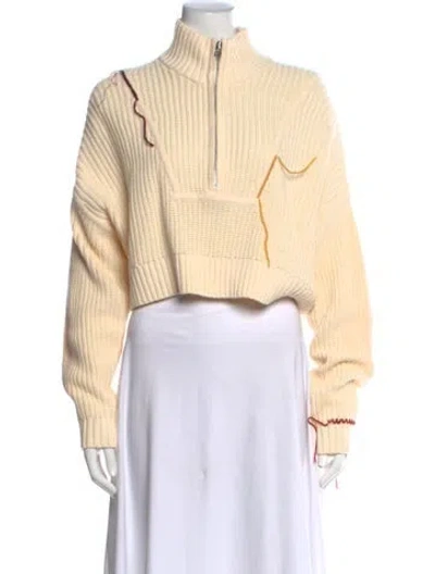 Pre-owned Staud Mock Neck Sweater In Neutral