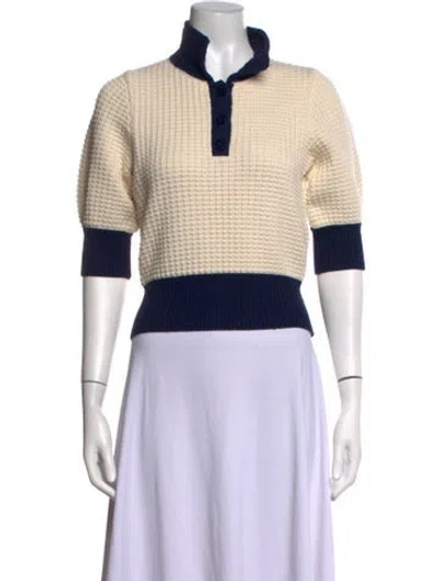 Pre-owned Staud Mock Neck Sweater In Neutrals