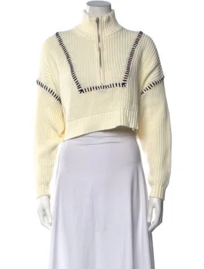 Pre-owned Staud Mock Neck Sweater In Neutrals/yellow