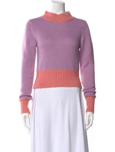 Pre-owned Staud Mock Neck Sweater In Purple