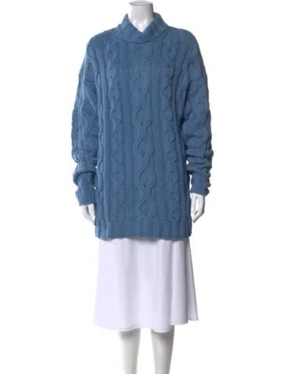 Pre-owned Staud Mock Neck Sweater W/ Tags In Blue