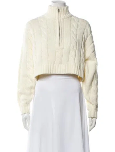 Pre-owned Staud Mock Neck Sweater In White