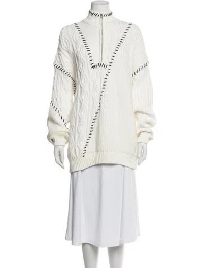 Pre-owned Staud Mock Neck Sweater In White