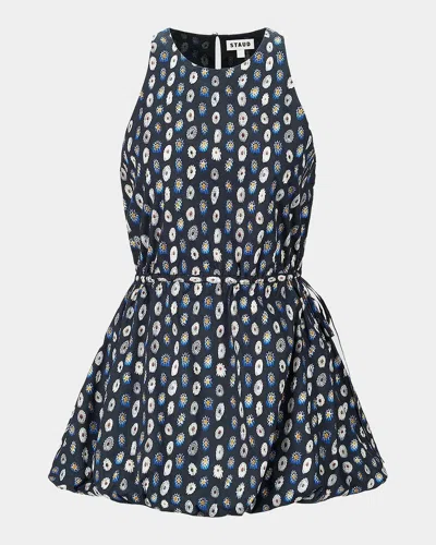 Staud Molly Cotton Bubble-hem Mini Dress In Multi