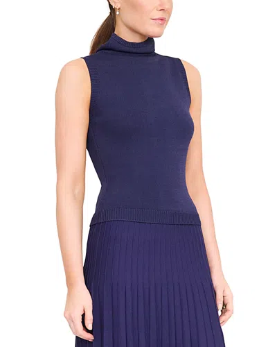Staud Montclair Mock Neck Sleeveless Sweater In Blue