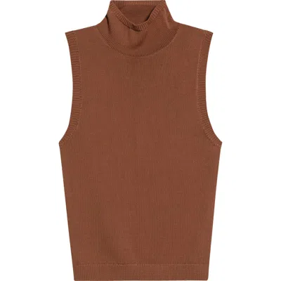 Staud Montclair Turtleneck Sweater Vest In Cigar