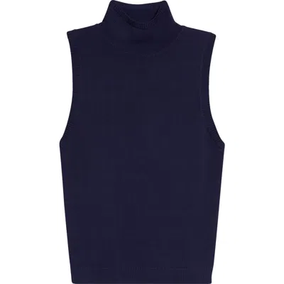 Staud Montclair Turtleneck Sweater Vest In Blue