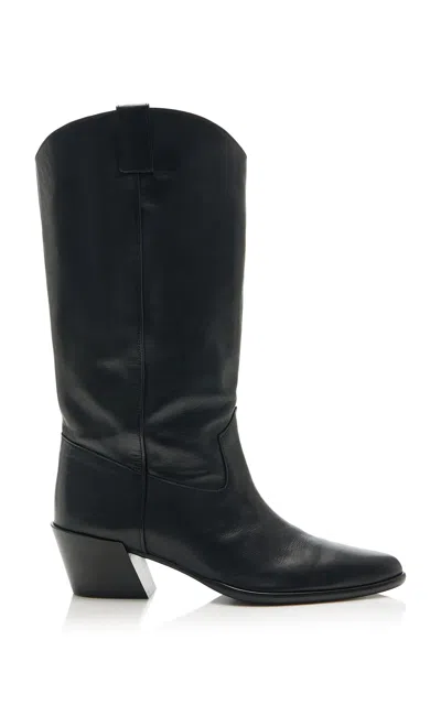 Staud Monty Leather Boots In Black