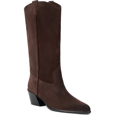 Staud Monty Leather Western Boot In Brown