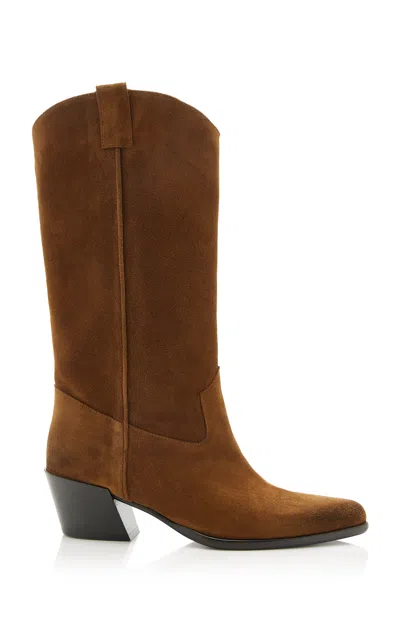 Staud Monty Suede Boots In Brown