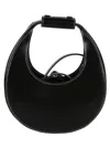 Staud Crescent-shaped Shoulder Bag In Glossy Black Leather In Black