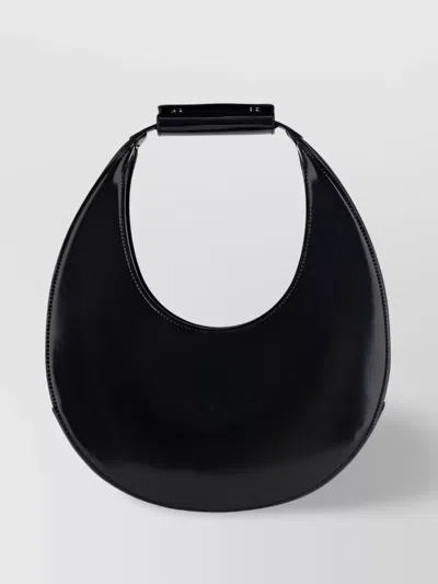 Staud Moon Calfskin Curved Tote Bag In Black