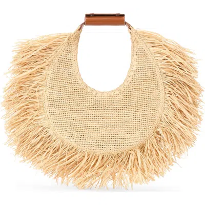 STAUD STAUD MOON FRINGE RAFFIA TOTE