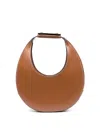 Staud Leather Handbag With Curved Shape And Handle In Beis