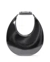 Staud Moon Leather Saddle Bag In Black/silver