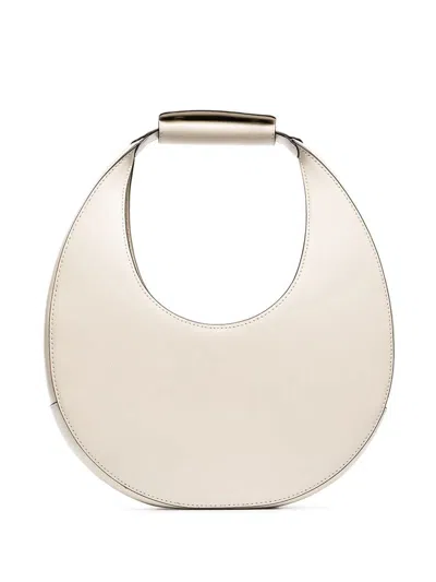 Staud Moon Leather Tote Bag In Beige