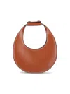 Staud Leather Handbag With Curved Shape And Handle In Brown
