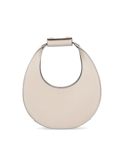 Staud Mini Moon Smooth Leather Bag In Cream