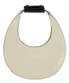 Staud Moon Mini Glossed-leather Shoulder Bag In Beige