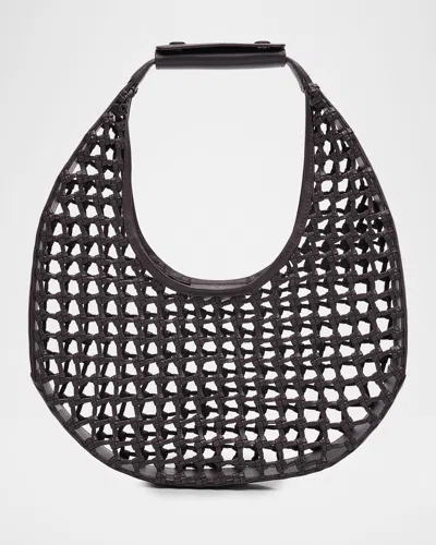 Staud Moon Open-knot Leather Shoulder Bag In Black