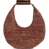 Staud Moon Raffia Tote Bag In Mahogany