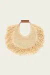 Staud Large Moon Fringe Raffia Top Handle Tote
