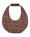 Staud Moon Large Raffia Shoulder Bag In Mahogany