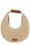 Staud Moon Large Leather-trimmed Raffia Tote In Multi