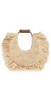 Staud Large Moon Fringe Raffia Top Handle Tote In Natural Fringe