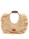 Staud Moon Raffia Tote Bag Natural Fringe