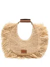 Staud Moon Raffia Tote Bag Natural Fringe