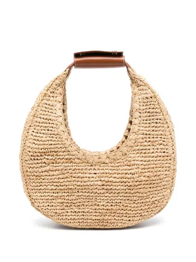 Staud Moon Raffia Tote In Brown