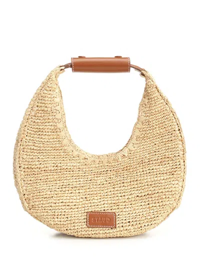 Staud Moon Raffia Tote Bag Shoulder Bags Beige