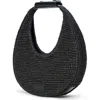 Staud Moon Large Leather-trimmed Raffia Tote In Black