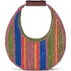 Staud Moon Multicolor Striped Raffia Shoulder Bag In Gold