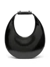 Staud Crescent Moon-shaped Mini Bag In Polished Black Leather