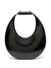 Staud Crescent Moon-shaped Mini Bag In Polished Black Leather In Black