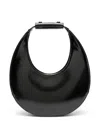 Staud Crescent Moon-shaped Mini Bag In Polished Black Leather In Black