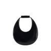 Staud Crescent Moon-shaped Mini Bag In Polished Black Leather In Black
