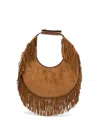 Staud Moon Fringe Suede Top Handle Tote In Brown