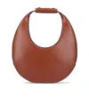 Staud Leather Handbag With Curved Shape And Handle In Brown