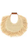 Staud Large Moon Fringe Raffia Top Handle Tote In Neutrals