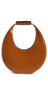 Staud Leather Handbag With Curved Shape And Handle In Tan