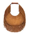 Staud Moon Fringe Suede Top Handle Tote In Tan Fringe