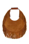 Staud Moon Fringe Suede Top Handle Tote In Tan Fringe