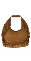 Staud Moon Fringe Suede Top Handle Tote In Tan Fringe