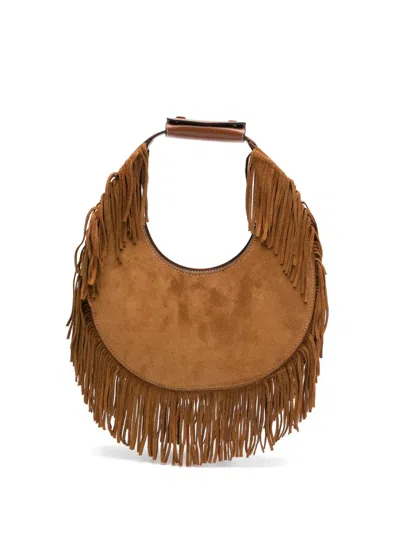 Staud Moon Tote Bag Tan Fringe