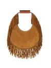 Staud Moon Fringe Suede Top Handle Tote In Brown