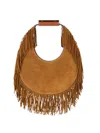 Staud Moon Fringe Suede Top Handle Tote In Brown
