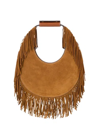 STAUD MOON TOTE BAG TAN FRINGE